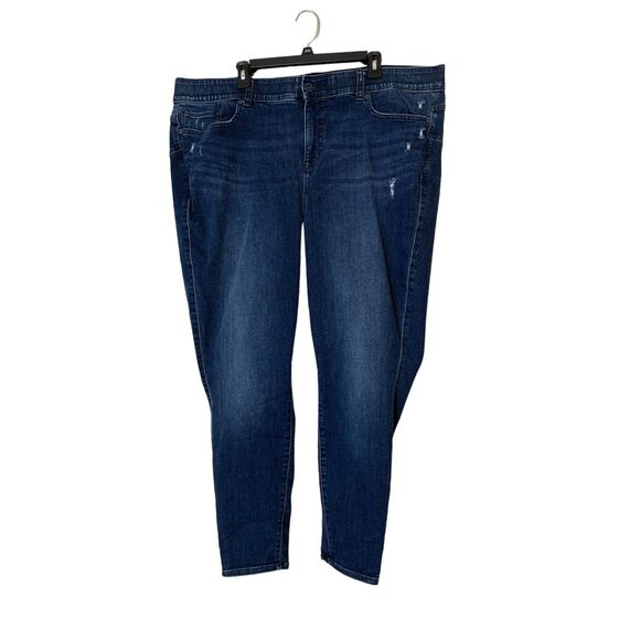Torrid Bombshell Skinny Dark Wash Blue Jeans Womens Sz 26R Elastic Waist Stretch - Picture 1 of 12